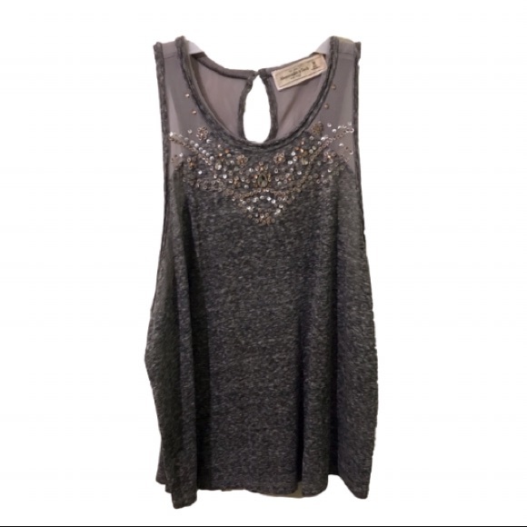 Gray sequined tank top - Picture 1 of 4